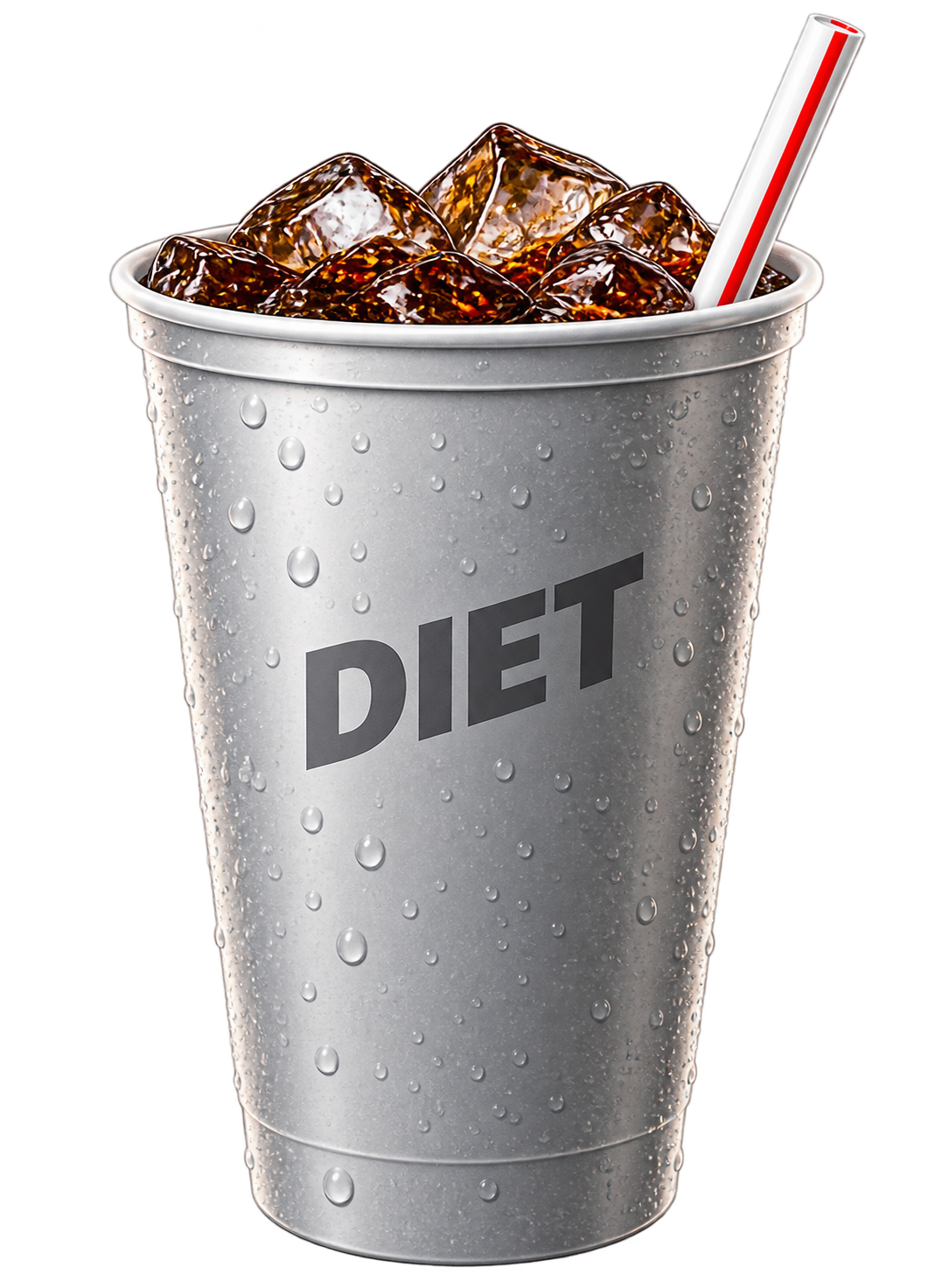 Gray fountain drink cup labeled DIET